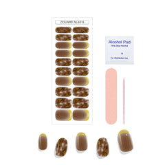 6016-Coffee Chip Gold Color Blocking - Half Baked Nail Stickers