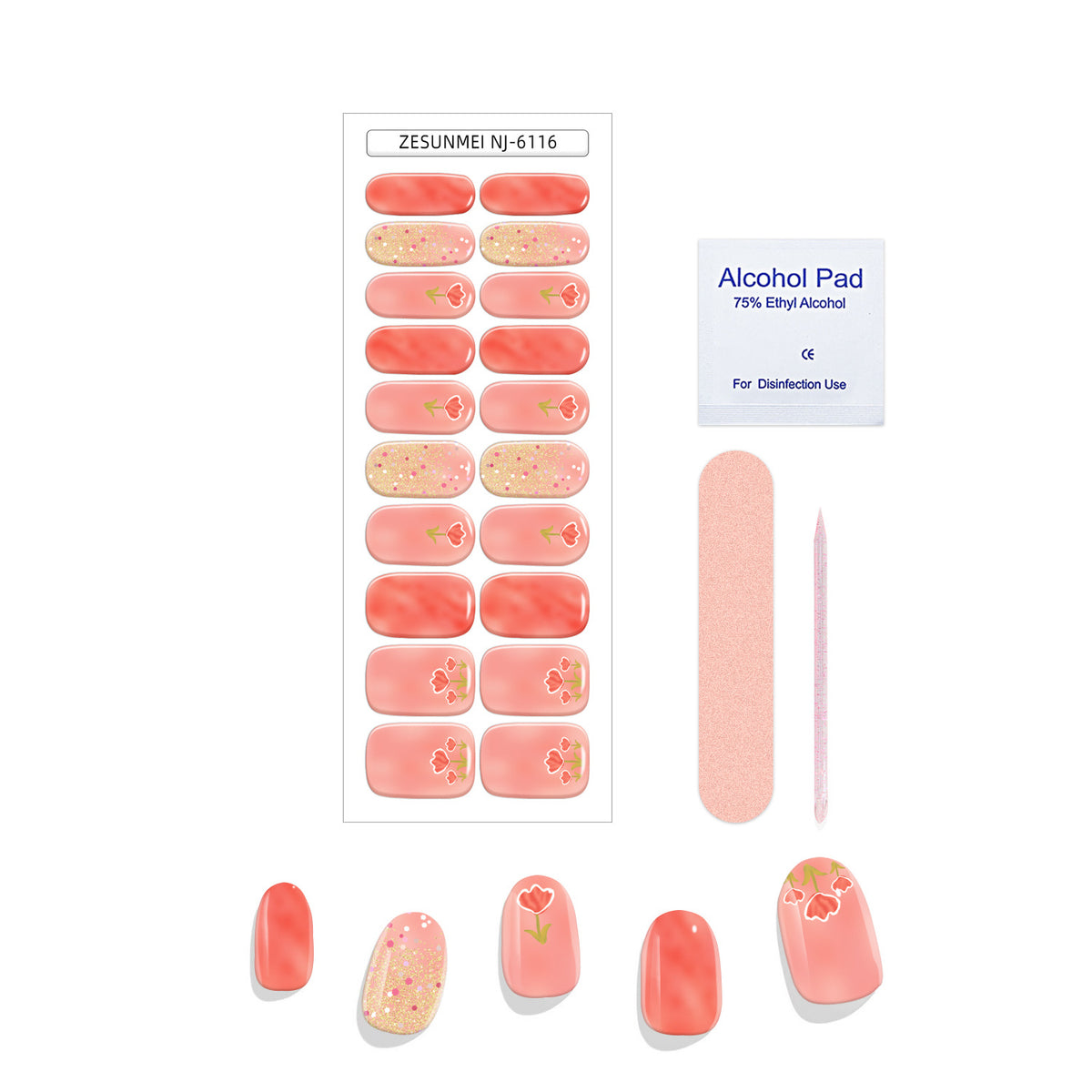 6116-Polka Dot Floral Color Blocking - Half Baked Nail Stickers