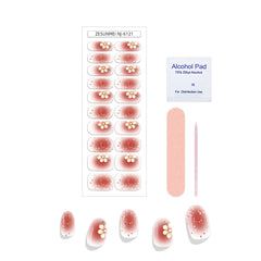 6121-Floral Pink & White Color Blocking - Half Baked Nail Stickers