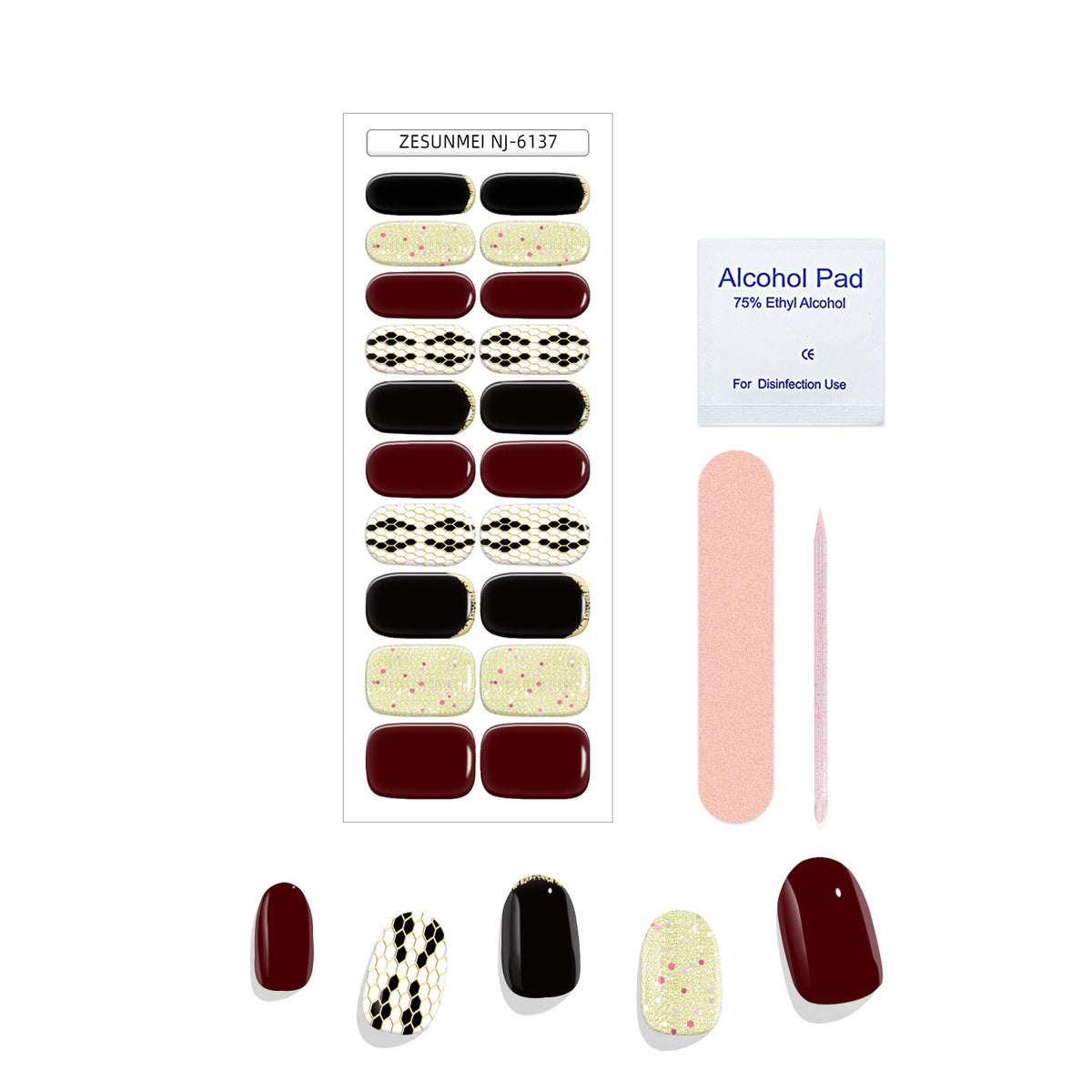 6137-Snakeskin Pattern Color Blocking - Half Baked Nail Stickers