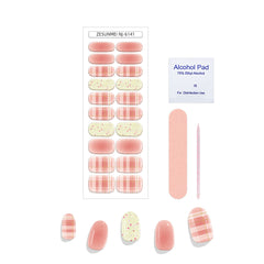 6141-Pink Grid Color Blocking - Half Baked Nail Stickers