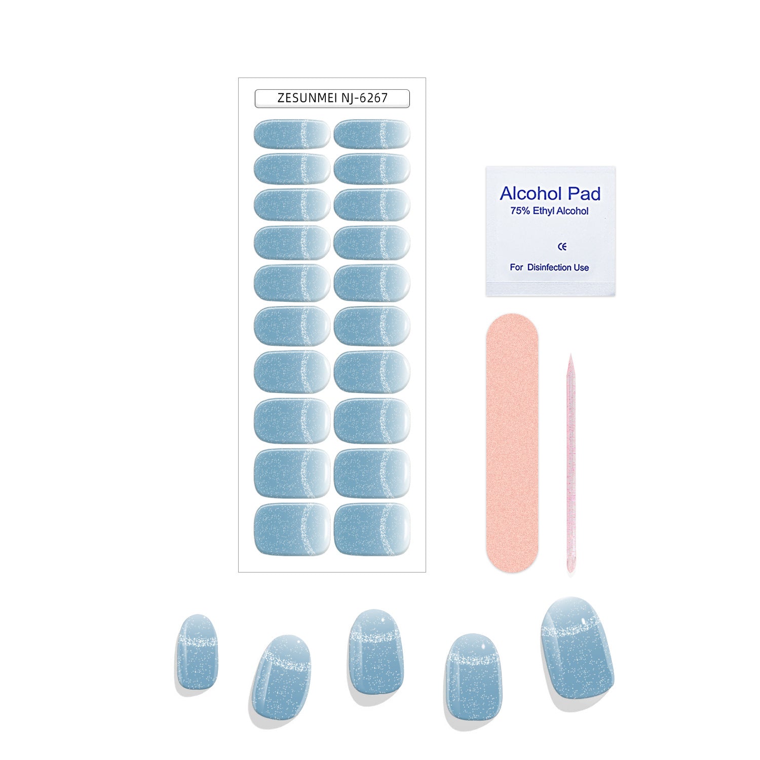 Smile Cat's Eye Series - Jewel Blue Semi-Baked Nail Stickers