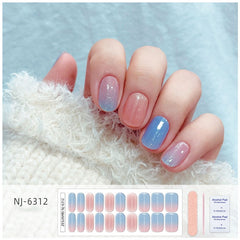 Gemstone Blue Series - Gradient Cat Eye Half Baked Nail Stickers