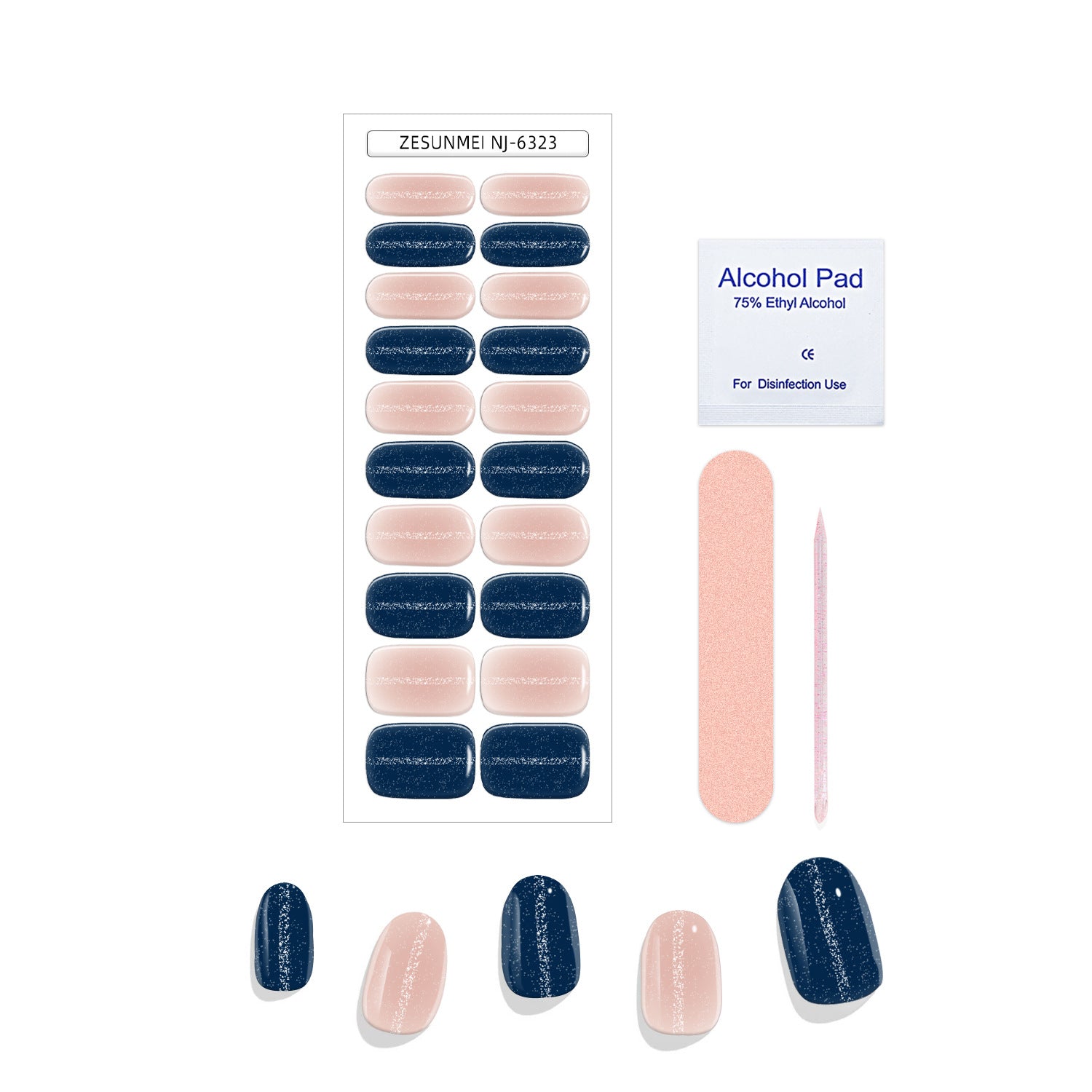 Gemstone Blue Series - Gradient Cat Eye Half Baked Nail Stickers