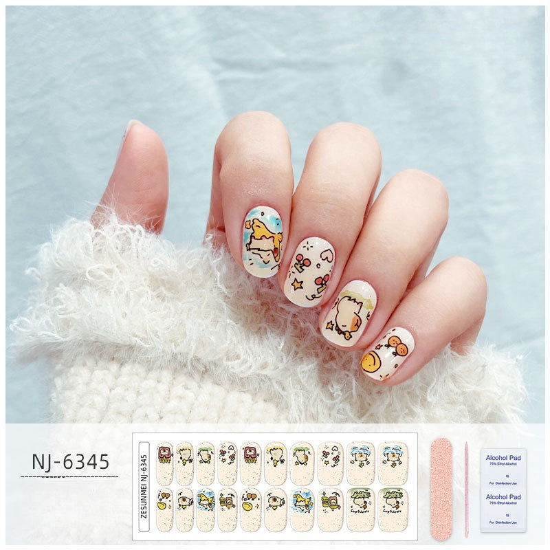 6345-Cartoon Cute Capibara UV Half Baked Nail Stickers-6345