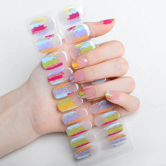 JM002-New Year Spring/Summer Colorful Semi-Cure Gel Nail Stickers-JM002