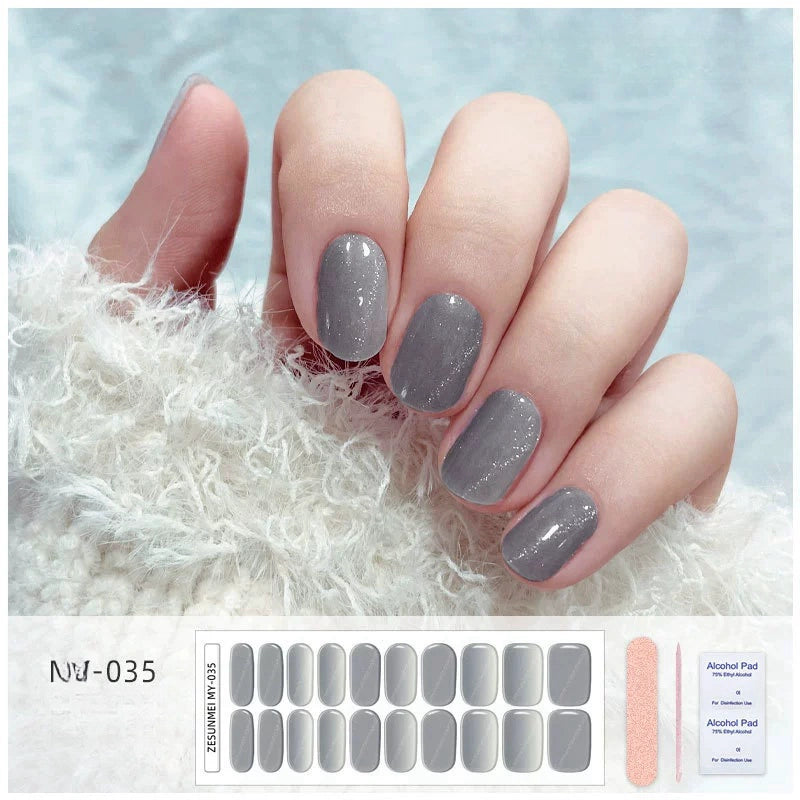 MY035-Light Luxury Light Gray Cat Eye UV Gel Nail Art Stickers